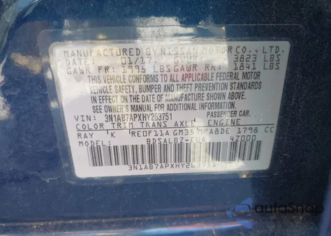 2017 Nissan Sentra S z USA, uszkodzony, nr VIN 3N1AB7APXHY263751